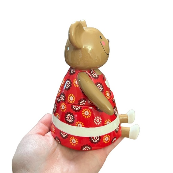 Little Friends Teddy Bear Covered Storage Jar Trinket Dish Container - Picture 2 of 9